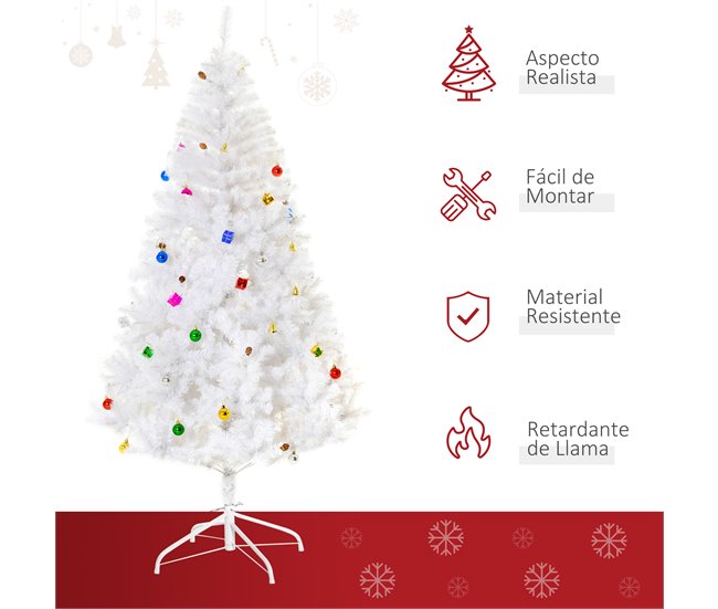 Árbol de Navidad Plástico y Metal HOMCOM Blanco