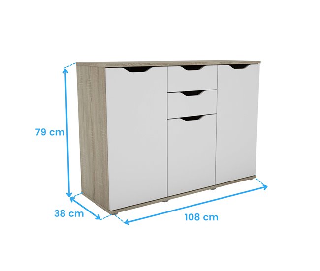 Aparador 3 Puertas Salón Parc Roble Sonoma Multicolor