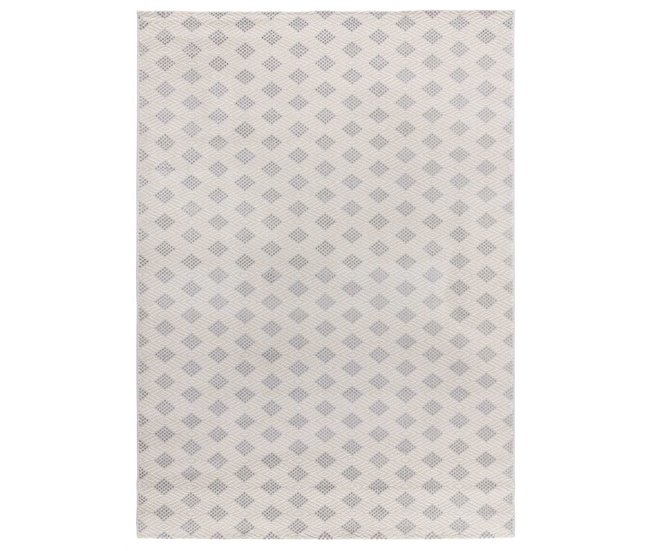 Alfombra geométrica con relieve BARESA - ATTICGO 160x230 Blanco/ Plateado