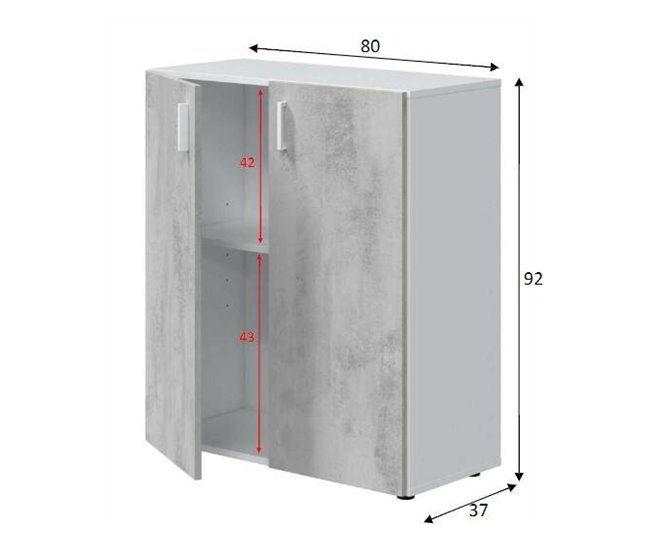 Armario multiusos 2 puertas efecto madera Gris