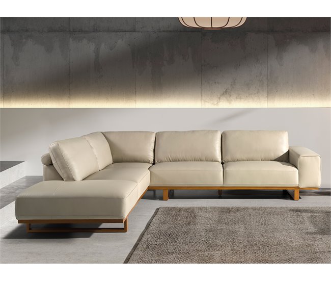 ANGEL CERDÁ Sofá rinconera izquierda piel Madera