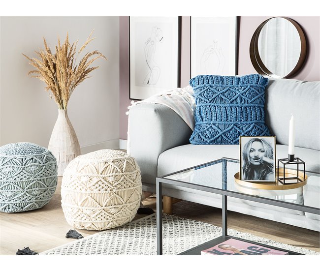 Beliani Cojín decorativo KARATAS Azul