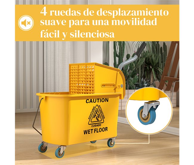 Cubo de Fregona PP HOMCOM, ferretería - lavandería y limpieza Amarillo