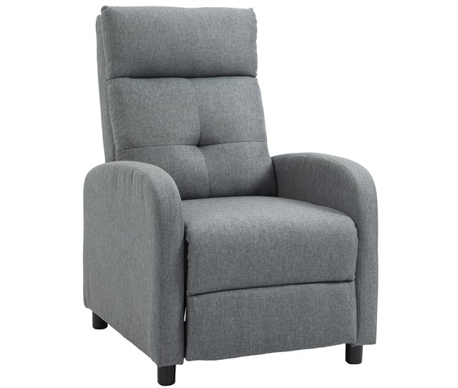 Sillón Relax Reclinable Poliéster, Espuma, Tablero Multicapa Gris