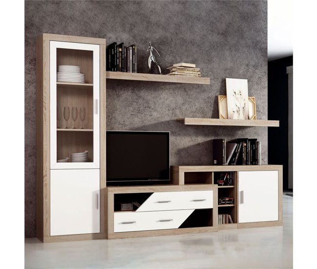 Vitrina Nuka 2 puertas 60 Natural/ Blanco