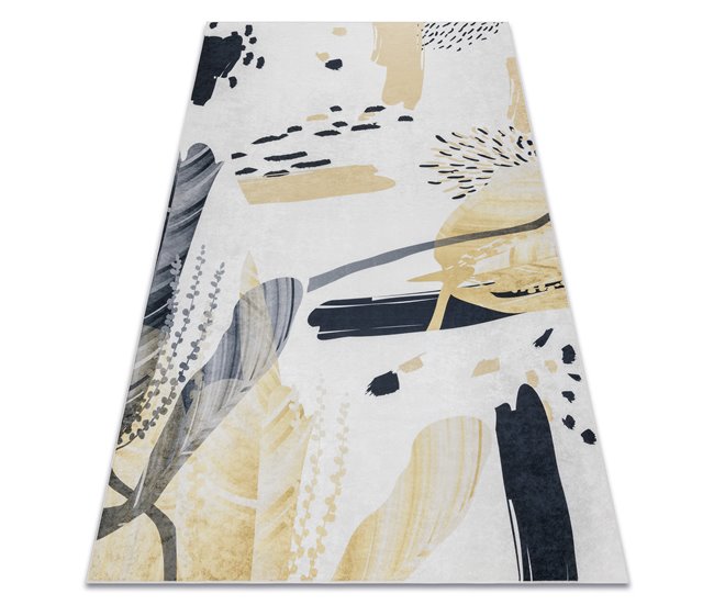 Alfombra lavable ANDRE 1097 Abstracción 80x150 Blanco/ Gris