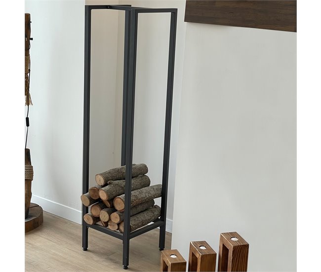 Soporte para leña Taarbæk duradero acero Negro