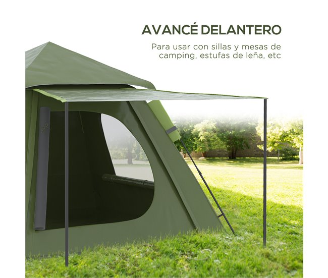Tienda de Campaña Tafetán 210T, Fibra de Vidrio, Metal Outsunny Verde