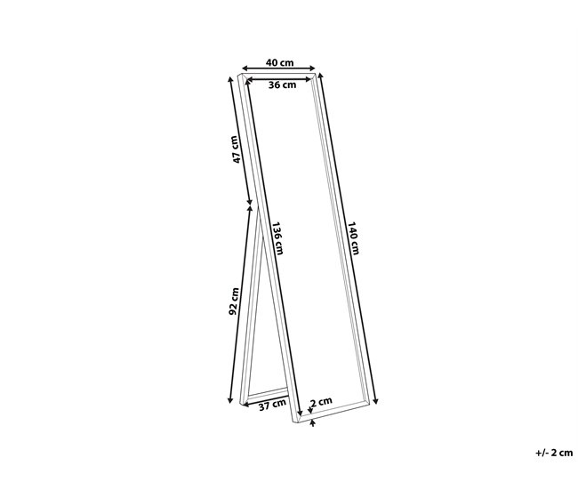 Beliani Espejo de pie TORCY 40x3 Blanco