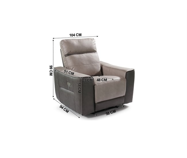 Sillón relax eléctrico MOON color gris claro y gris oscuro Gris