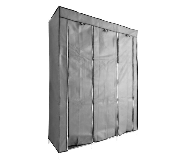 Armario Vestidor Tela Con Puertas Cremallera Nyana Home Gris