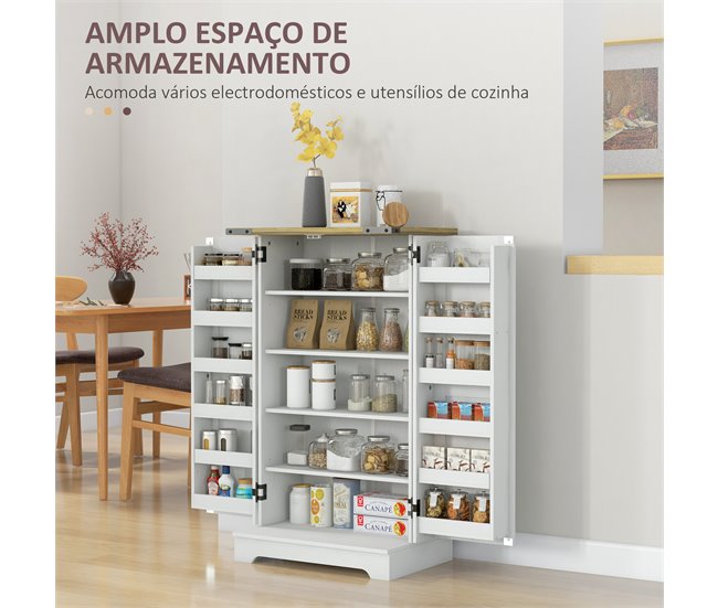 Armario Despensa Cocina Melamina de Madera, MDF HOMCOM Crudo