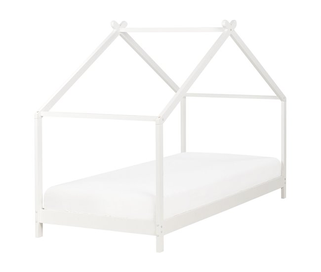 Beliani Cama con somier Madera de pino ORLU 207x94 Blanco