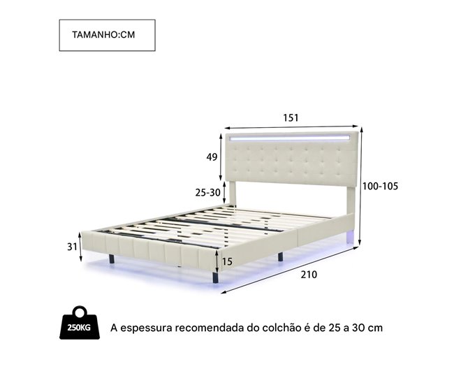 Marco de la cama Beige