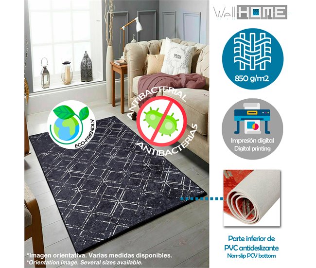 Alfombra De 120 X 180Cm 180x120 Antracita