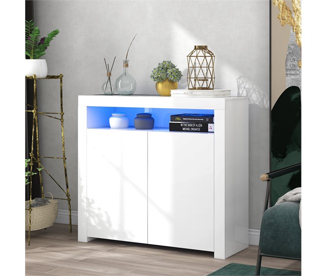 Aparador de panel de partículas con 2 puertas Blanco