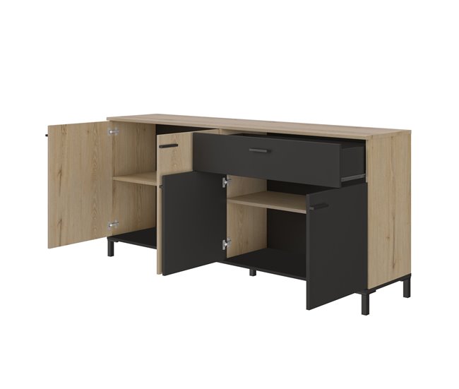 Aparador 4 puertas 1 cajón L180 cm - TRUST Marron