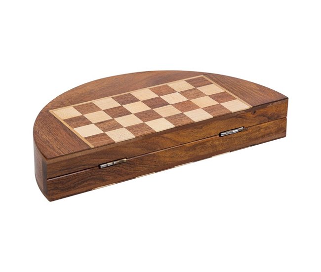 Ajedrez magnético con caja semiredonda de madera Marron