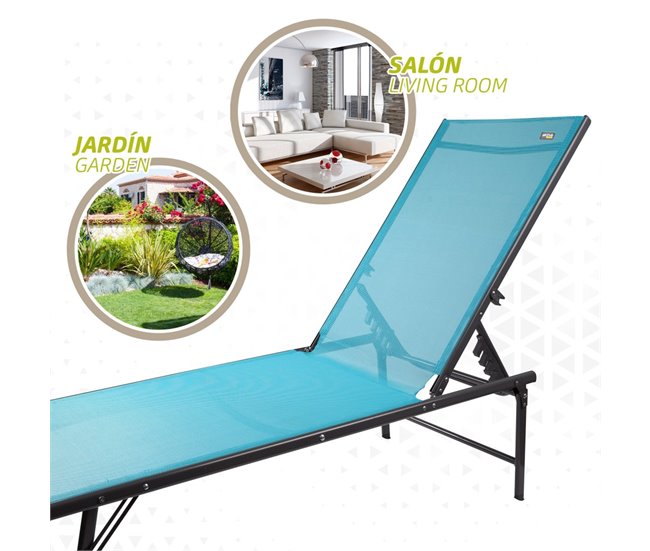 Tumbona jardín plegable y multiposición Aktive Azul