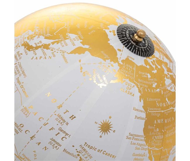 Globo terráqueo de plástico con base de madera Marron