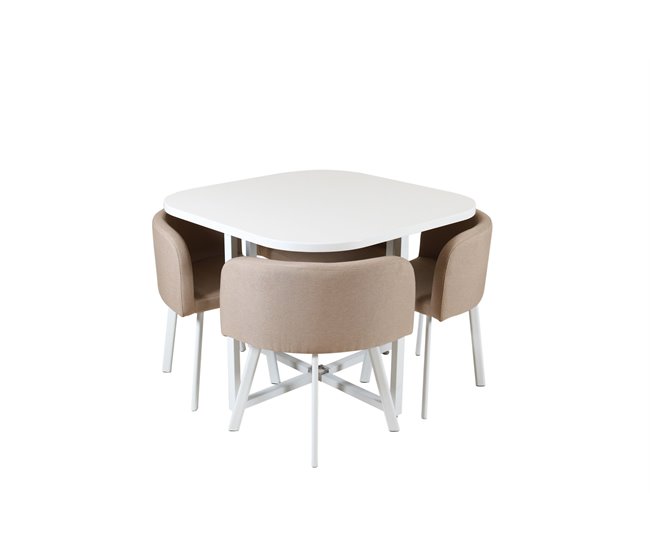 Conjunto de salón 1 mesa y 4 sillas LILIAN Blanco