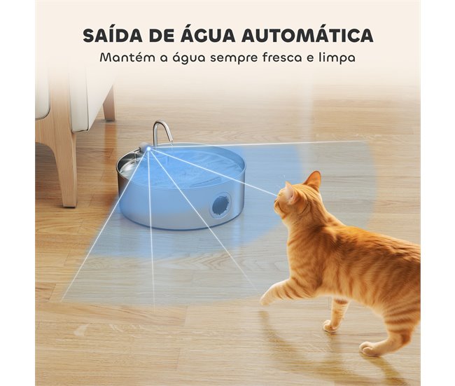Fuente Agua Mascotas Acero Inoxidable 304 PawHut Gris