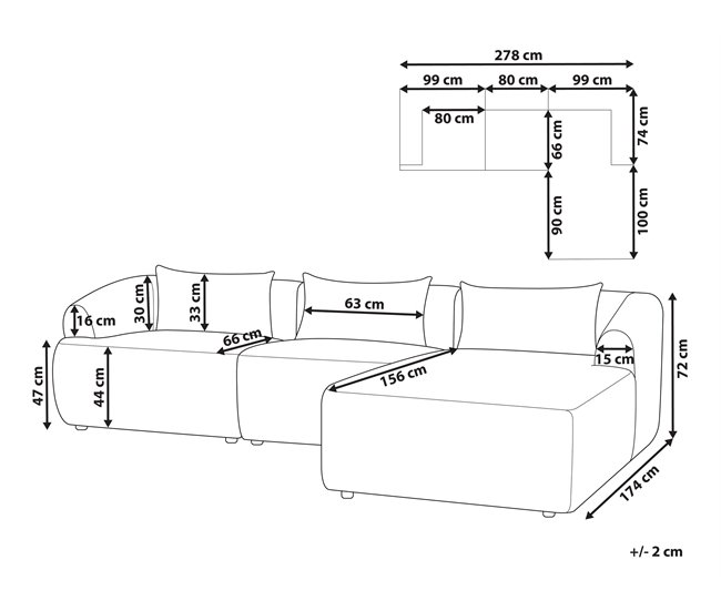 Beliani Sofá esquinero Poliéster SVANSELE Blanco/ Beige