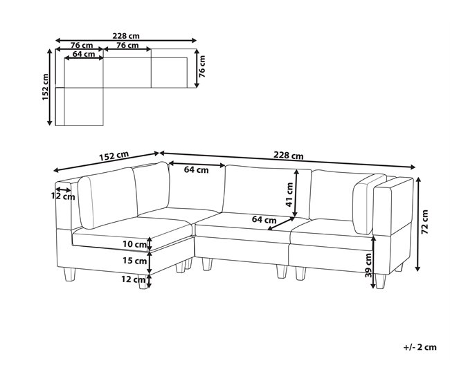 Beliani Sofá esquinero Poliéster UNSTAD Beige
