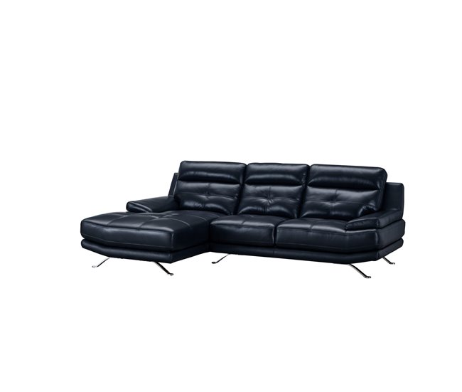 Chaise longue de piel HAWAI Azul Marino