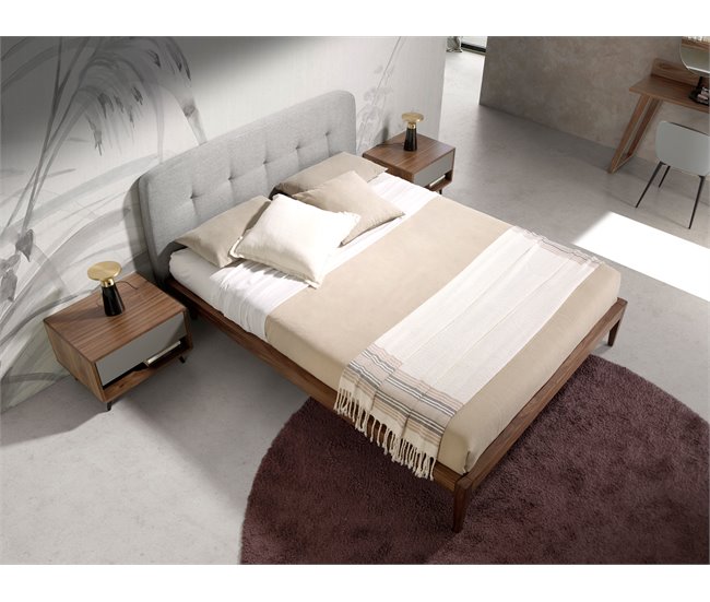 ANGEL CERDÁ Cama capitoné tela Nogal