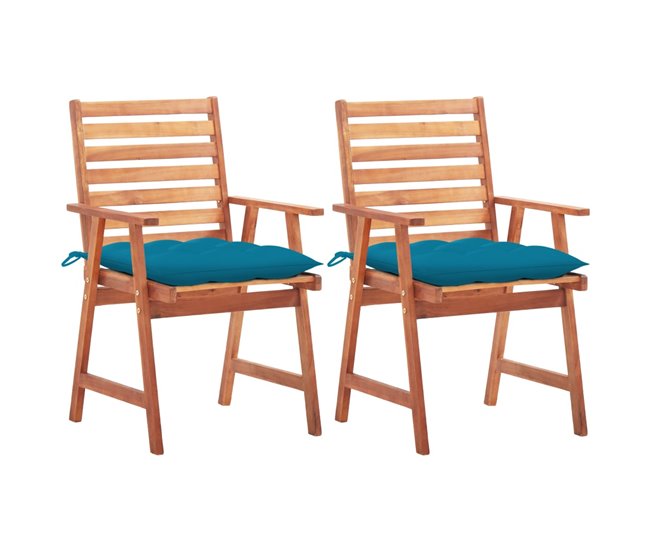 2 Sillas de comedor para jardín de madera con cojines Antracita