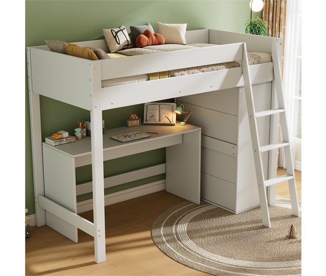 Cama alta para niños Blanco