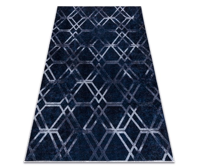 Alfombra lavable MIRO Geométrico enjerado 160x220 Azul Marino
