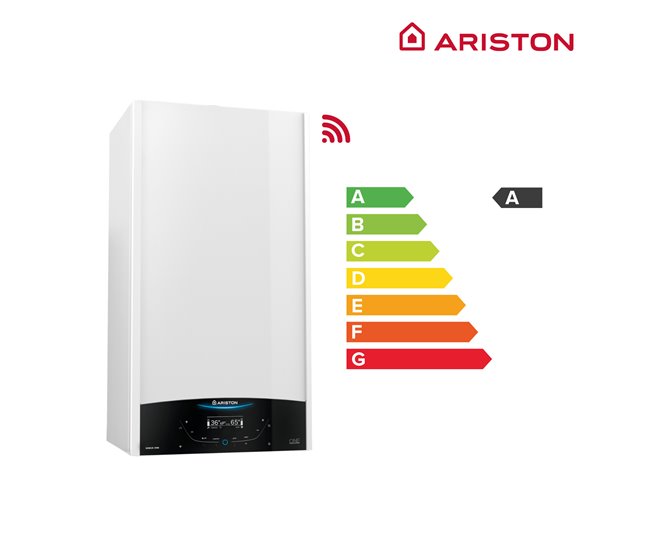 Caldera de condensación, Ariston, Genus One Plus Wifi 30 + Kit de tres grifos + Kit salida de humos, Clase Energetica A Blanco Brillo