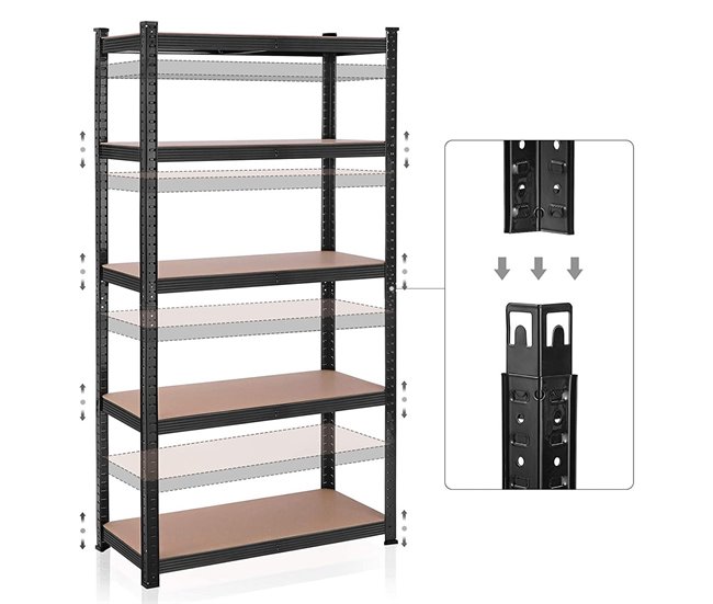 Estantería industrial Negro/ Madera