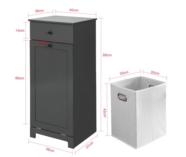 Cesto para Ropa Sucia para Baño BZR21-DG SoBuy Gris Oscuro