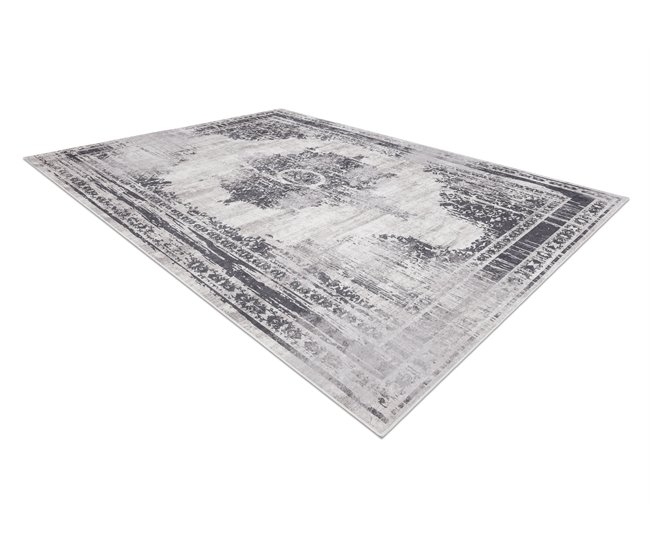 Alfombra lavable ANDRE 1187 Ornamento vintage 80x150 Gris