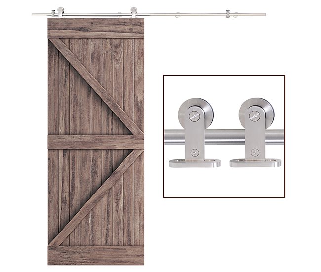 Kit Instalacion Puerta Corredera Acero Inoxidable HOMCOM 2 Plateado