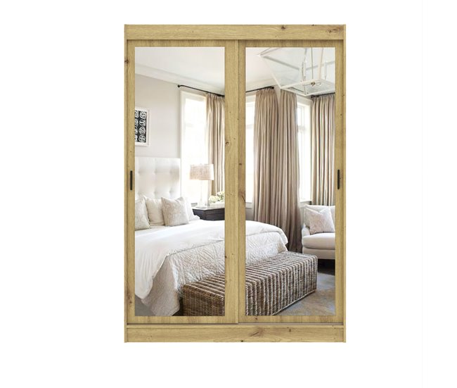 Armario TOUCH II puertas correderas con espejo 150x215cm Roble