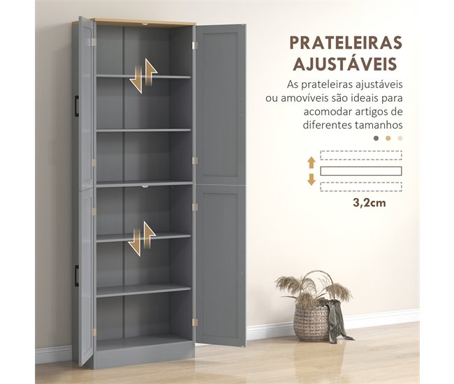Alacena de Cocina Melamina de Madera HOMCOM, hogar - cocina Gris