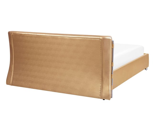 Beliani Cama de agua Piel PARIS 175x228 Dorado