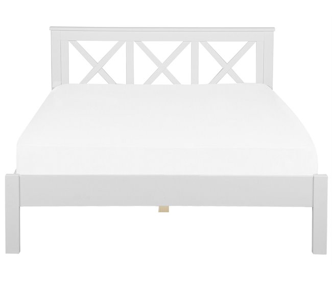 Beliani Cama con somier Madera de pino TANNAY 189x208 Blanco
