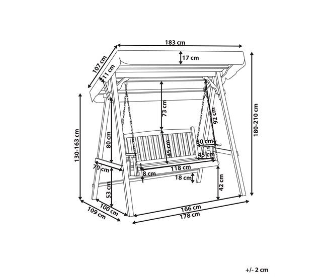 Beliani Columpio FIBBIALLA Gris/ Madera