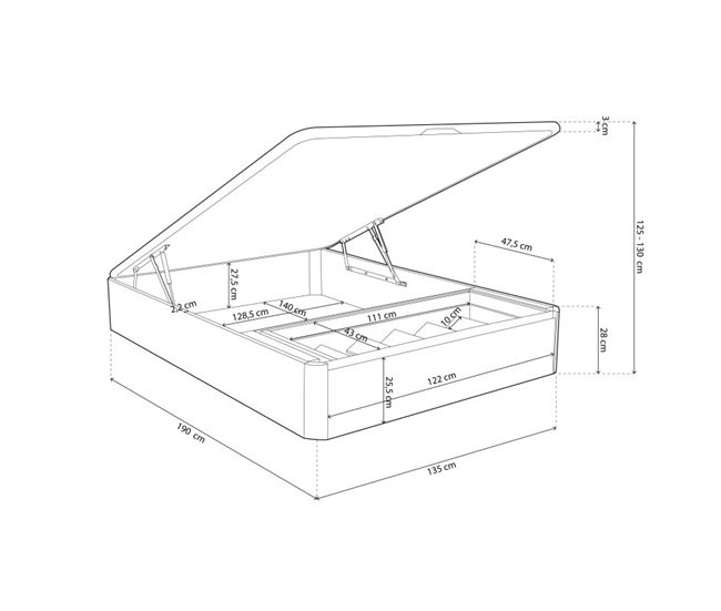 Canapé Luxury Premium 3D 135x190 Blanco