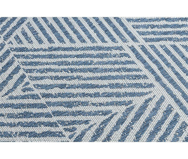 Alfombra COLOR SISAL líneas triangulos zigzag 60x110 Azul