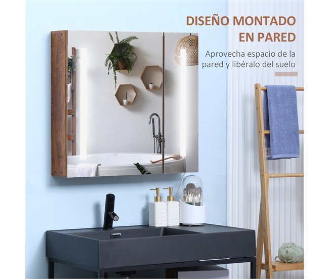 Armario con Espejo MDF, Vidrio kleankin, hogar - baño Marron