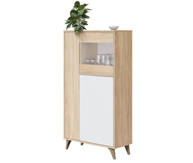 Vitrina 3 Puertas Kiko Color Roble/Blanco Roble