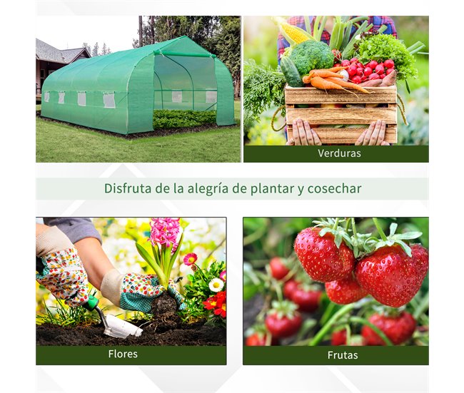 Invernadero de Jardín Acero, PE Outsunny Verde