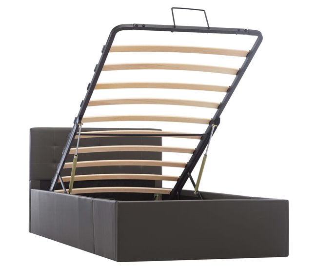 Cama canapé hidráulica cuero sintético 90x200 Gris