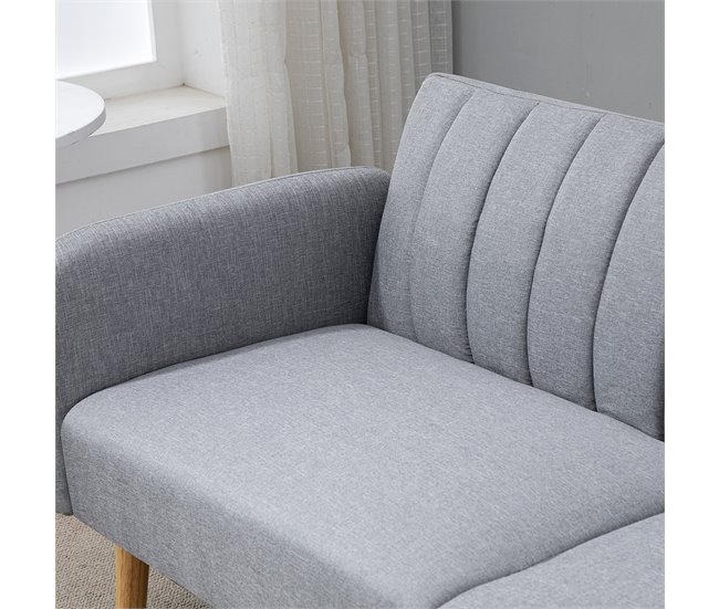 Sofá Cama de 2 Plazas Poliéster, Espuma, Madera de Caucho HOMCOM Gris